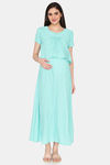 Coucou Maternity Woven Full Length Nightdress With Front Zipper And Discreet Feeding - Green Ash — thumbnail 2
